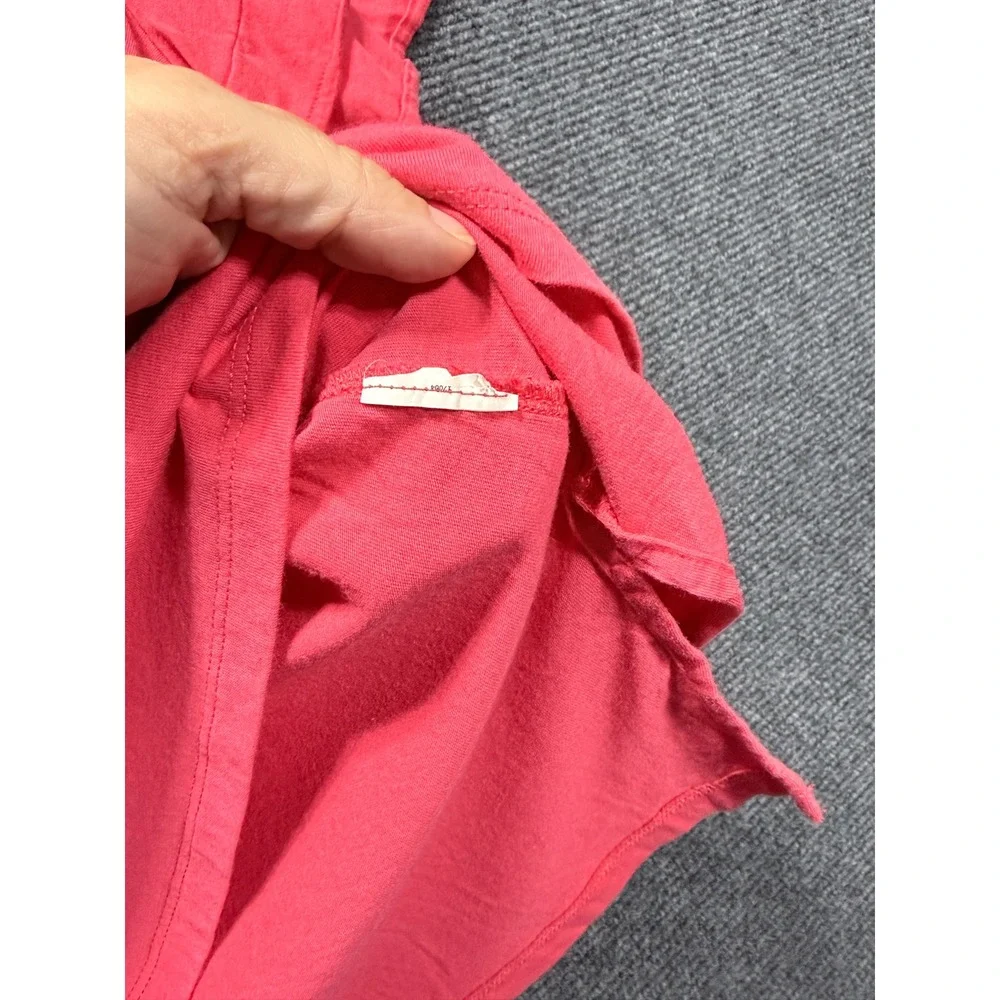 Michael Kors Ruffle Sleeve Top Women XL Pink Crew Neck Short Sleeve Logo